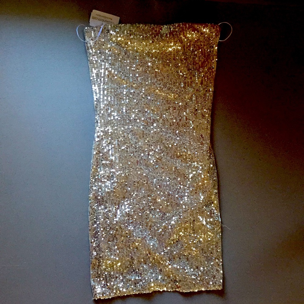 NWT Windsor gold sequin party dress S gold